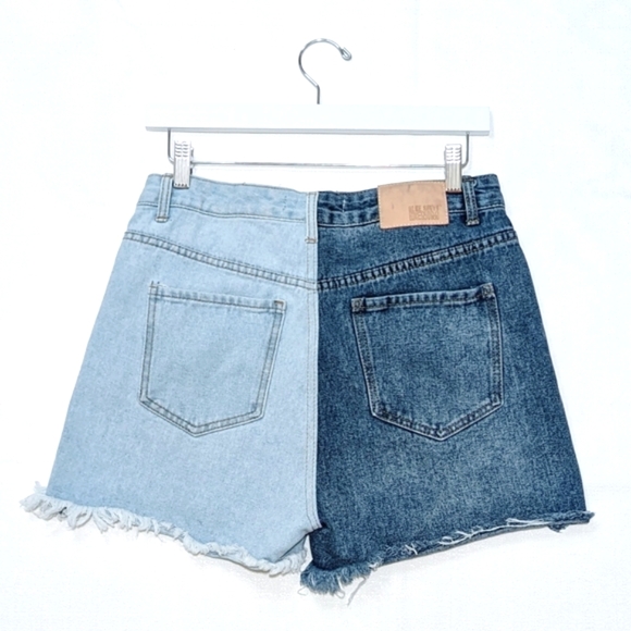 Blue Savvy | Two Tone | Denim Shorts | Boho Chic | Casual | Vacation | Beach - Picture 4 of 6